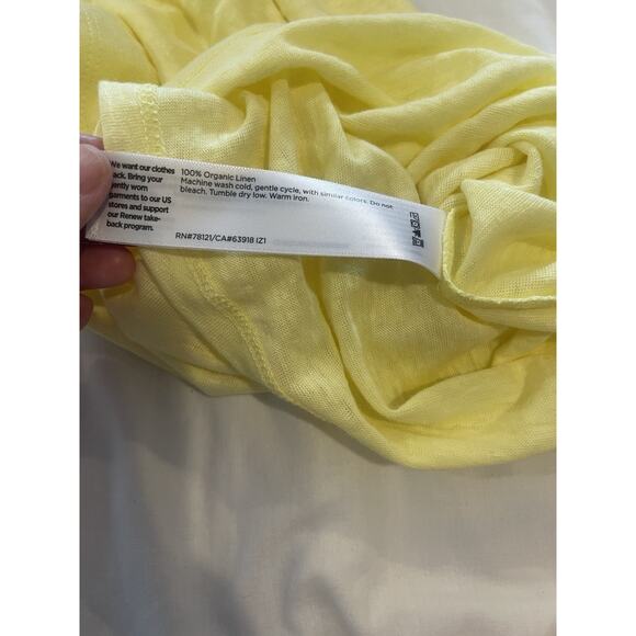Eileen Fisher Crew Neck Tee Butter Yellow Organic Linen Jersey Basic Tee XS NWOT - Picture 9 of 9